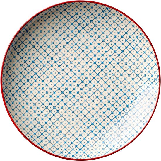 fanquare 27,5 cm Porseleinen Blauw en wit Dinerborden Set van 4, Lente