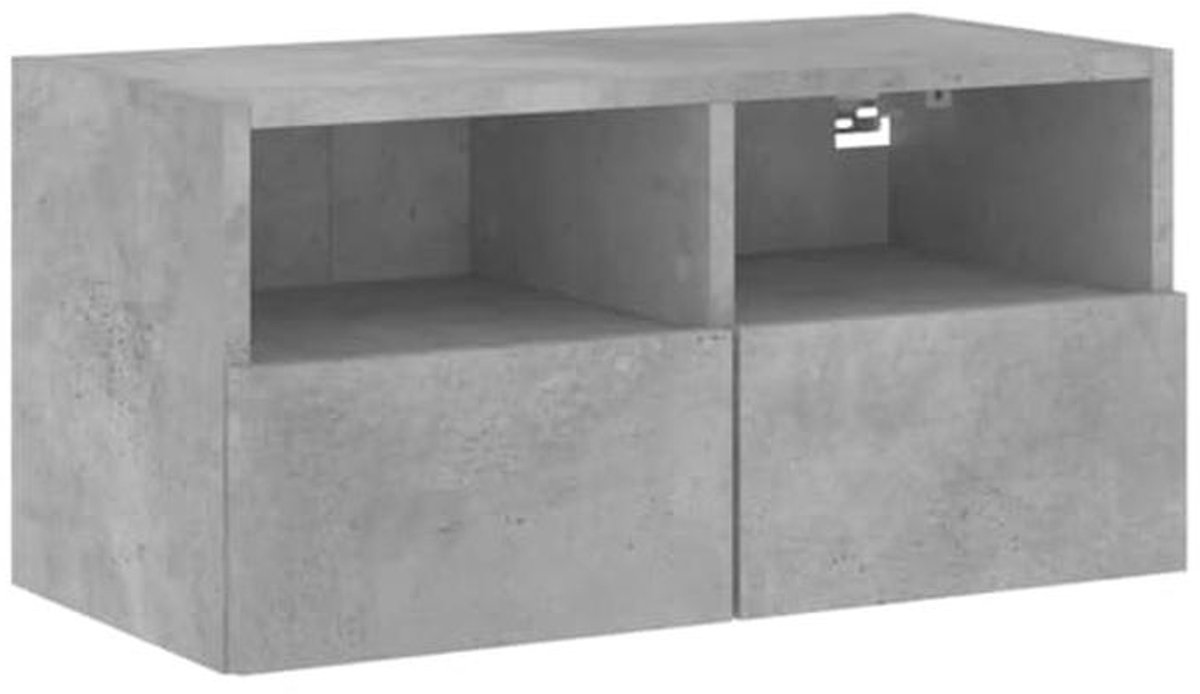 Moderne TV Wandkast 60x30x30cm met Opbergruimte in Betonnen Grijs
