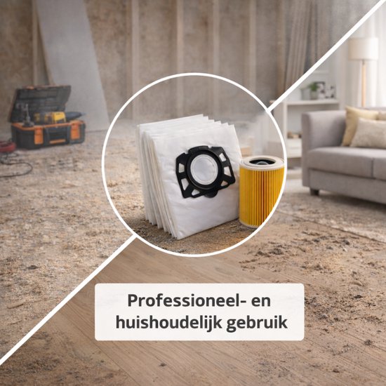 Lot De 12 Sacs KFI 357 Compatibles Kärcher WD2 Plus / WD3 / SE 4001 – Sacs Filtrants Non-Tissés Robustes Pour Aspirateurs Kärcher 2.863-314.0