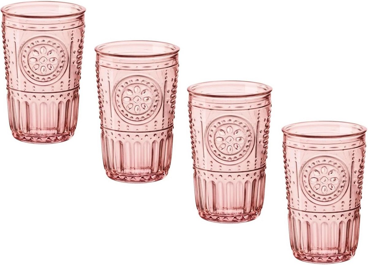 Romantische glazen set van 4 - Roze, 34 cl