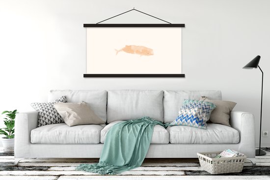 Porte-affiche avec affiche - Affiche scolaire - Pêche - Mer - Aquarelle - Pastel - 150x75 cm - Lattes noires