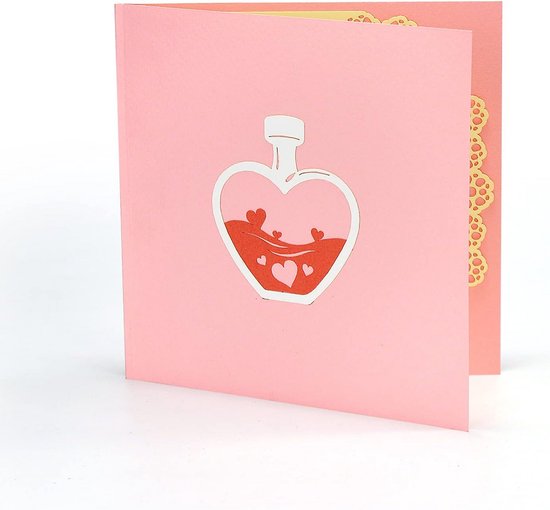 3D Valentijnskaart – Pop-up Hartvormige Boom, Roze, Lasersnede, Romantisch Cadeau