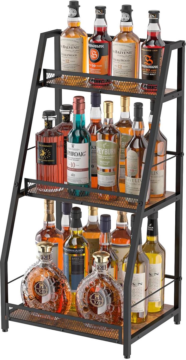 Flessenrek | Whiskey rek | Drankrek | Wijnrek | Displayrek | Houtkleur