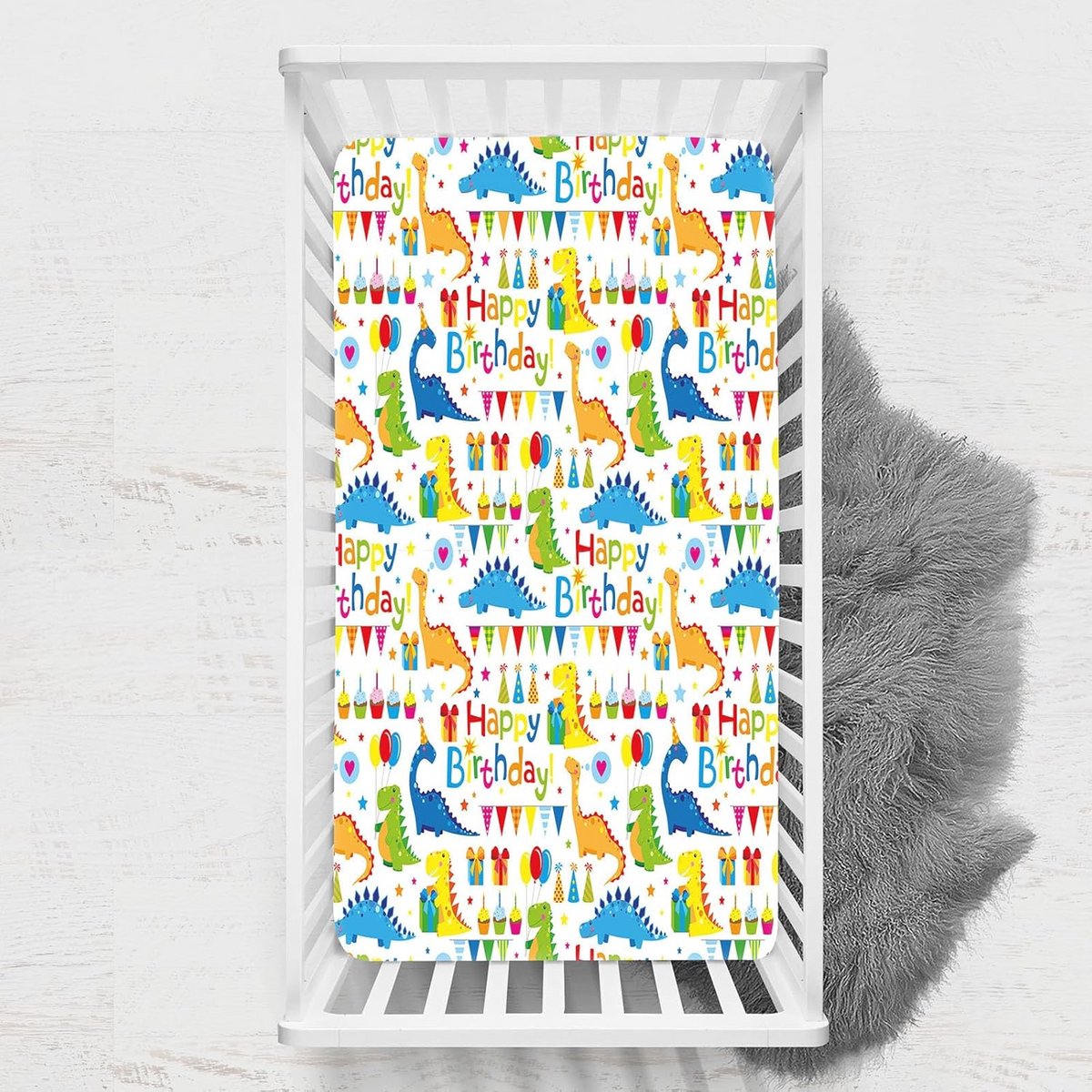 Hoeslaken voor babybed met dinosaurusprint - Ademend en zacht 60 x 120 cm