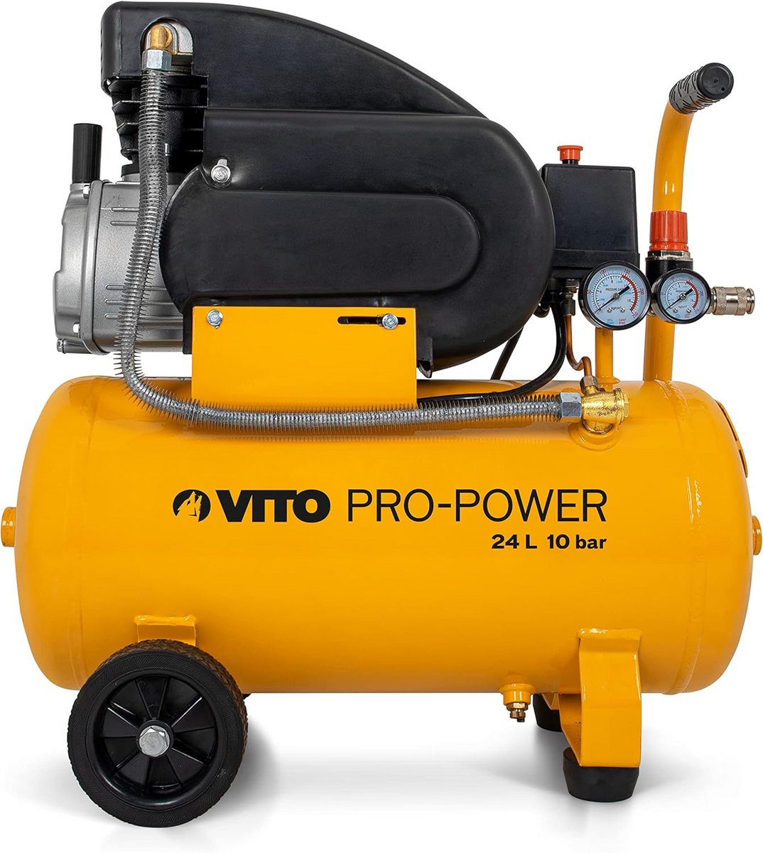 24 Liter Compressor 10 Bar 1900W met Drukregelaar en 2 Manometers - Krachtige Werkingszekerheid