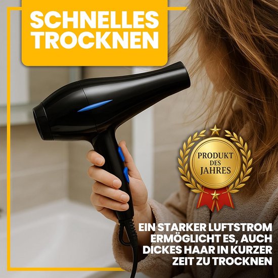 NOOV® Haardroger Met Diffuser - Ionische Haardroger - 3 Warmtestanden Ionentechnologie 3 Blaasmonden Reishaardroger