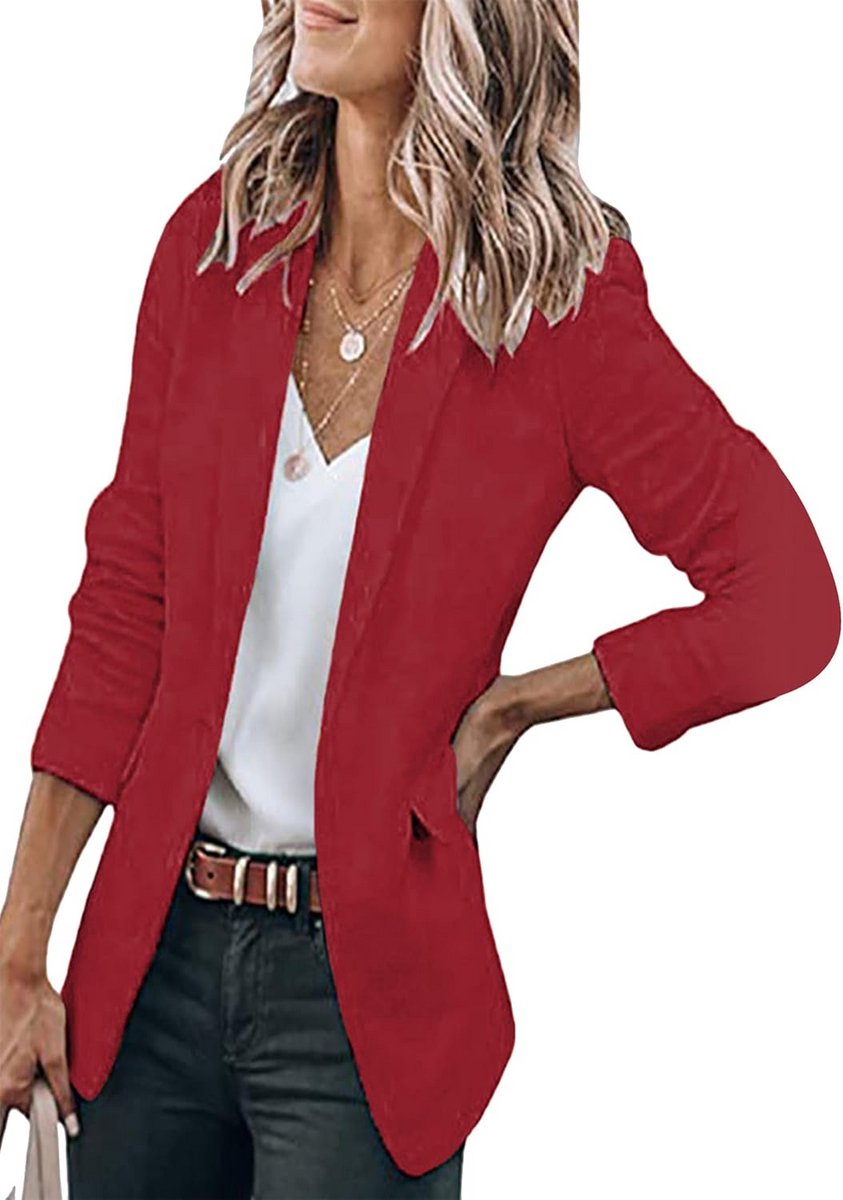Dames Blazer Trendy Openvallend Lang Mouw Oversized Jas