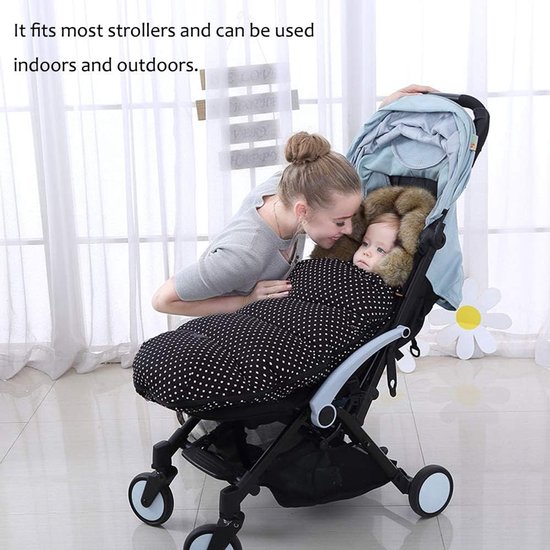Voetenbeschermers voor kinderwagen - Verdikte voetenbeschermers - Warm en comfortabel - Wind- en waterdicht - Bescherming tegen kou en warmte - Wasbaar -100*46cm-Zwart — afbeelding 5