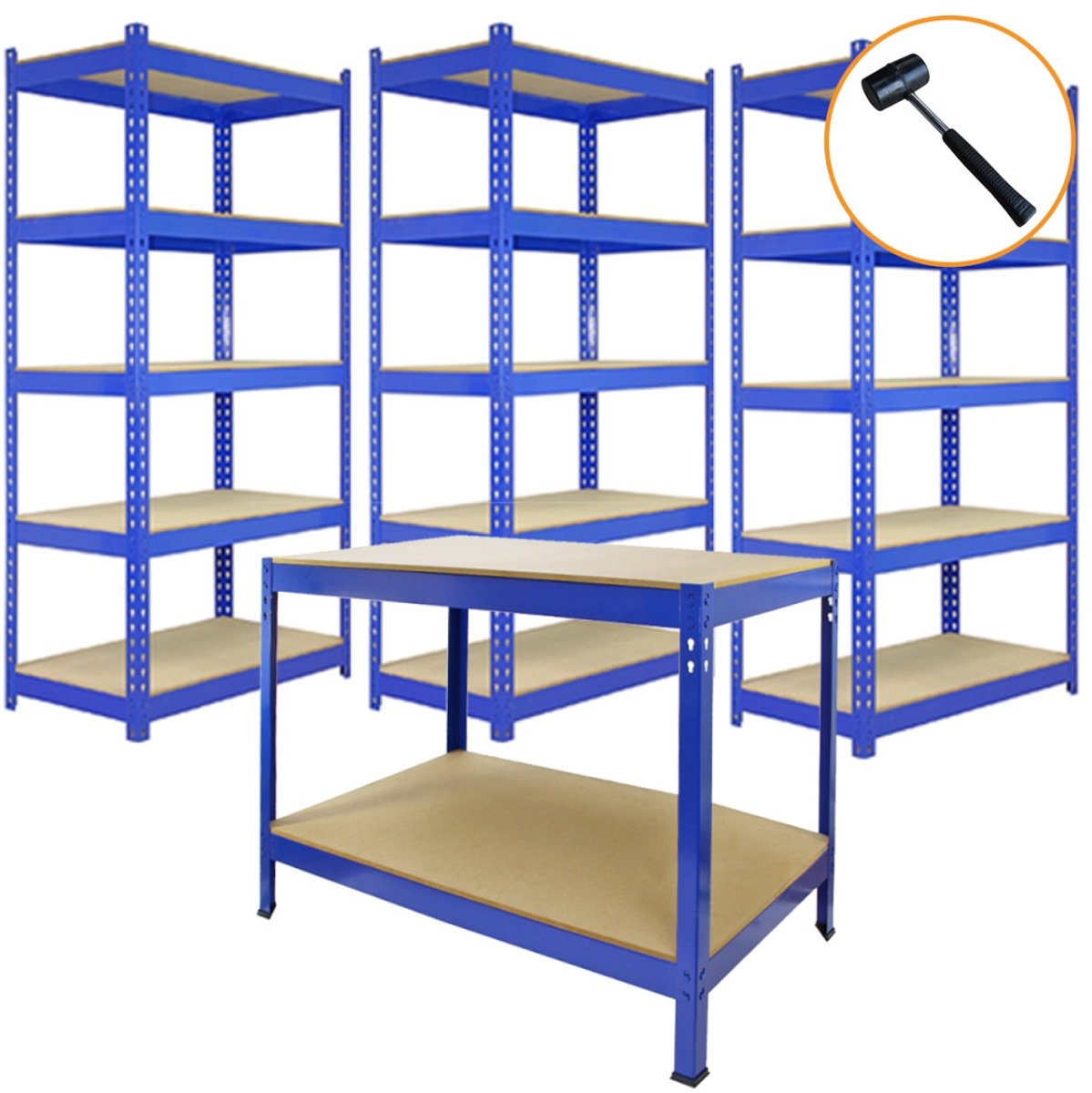 3 x 120cm & 2 x 90cm Blauwe Heavy Duty Stelling