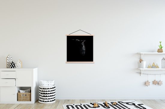 Affiche textielposter Knabstrupper étalon noir lattes blanches 40x40 cm