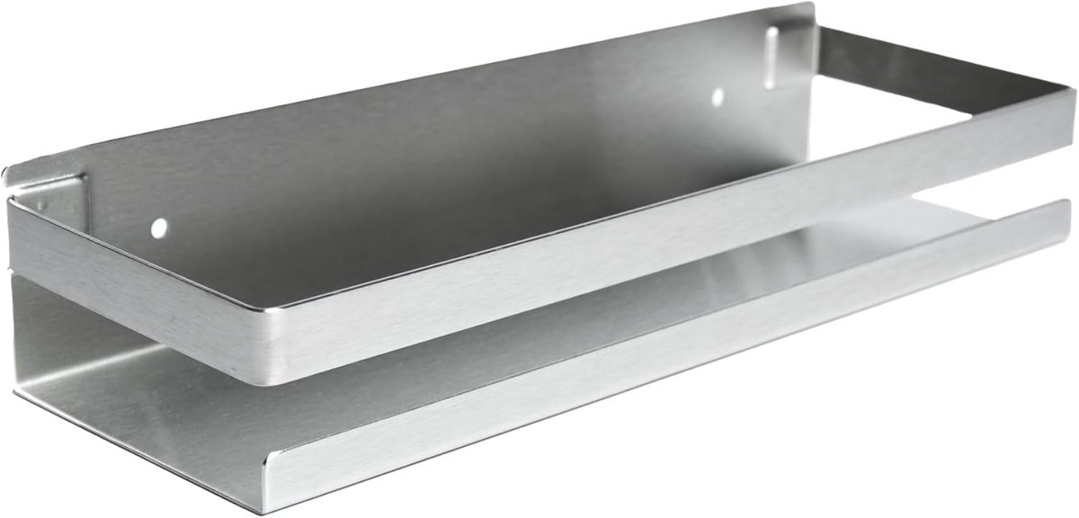 Famanu – Doucherek RVS rechthoekig, boorvrij douchemand, roestvrij stalen badkamer organizer, 30 cm, zilver