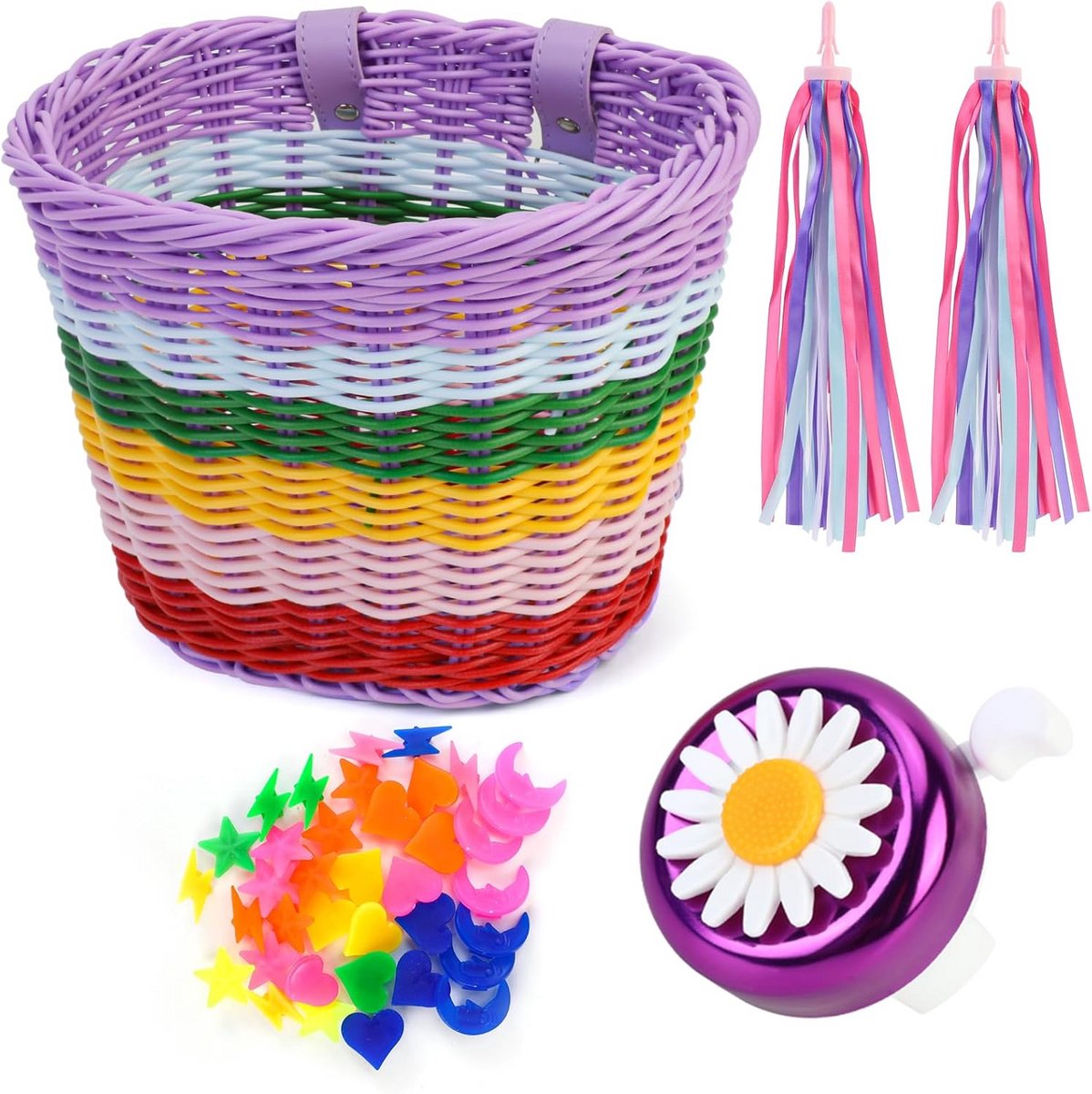 Kinderfietsmandset met bel en streamers - Decoratieaccessoires voor meisjes