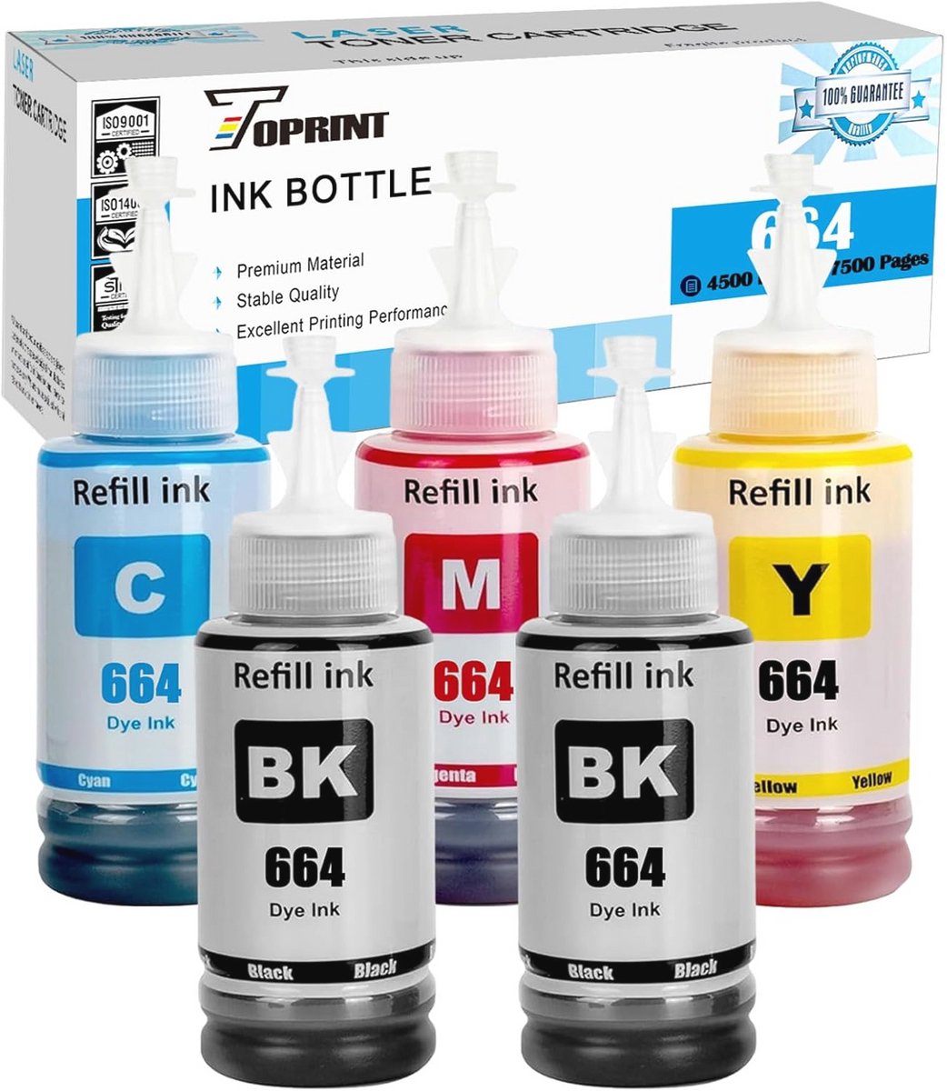 5 Kleur Inkt Flessen Compatibel voor Diverse Printers