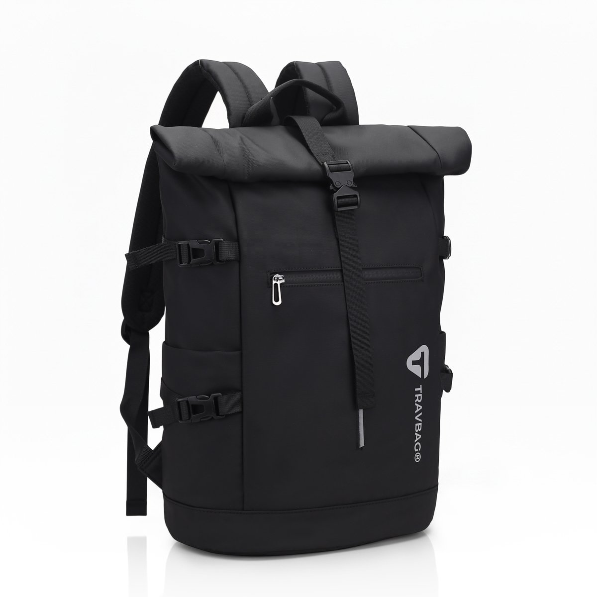 TRAVBAG® APEX - Rolltop - Dames & Heren - Rugzak - Rugtas - Waterafstotend - 30-40L - USB Oplaadpoort - Laptopvak 15.6 inch - Kantoor - Laptop - Zwart