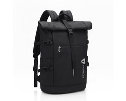 TRAVBAG® APEX - Rolltop - Dames & Heren - Rugzak - Rugtas - Waterafstotend - 30-40L - USB Oplaadpoort - Laptopvak 15.6 inch - Kantoor - Laptop - Zwart