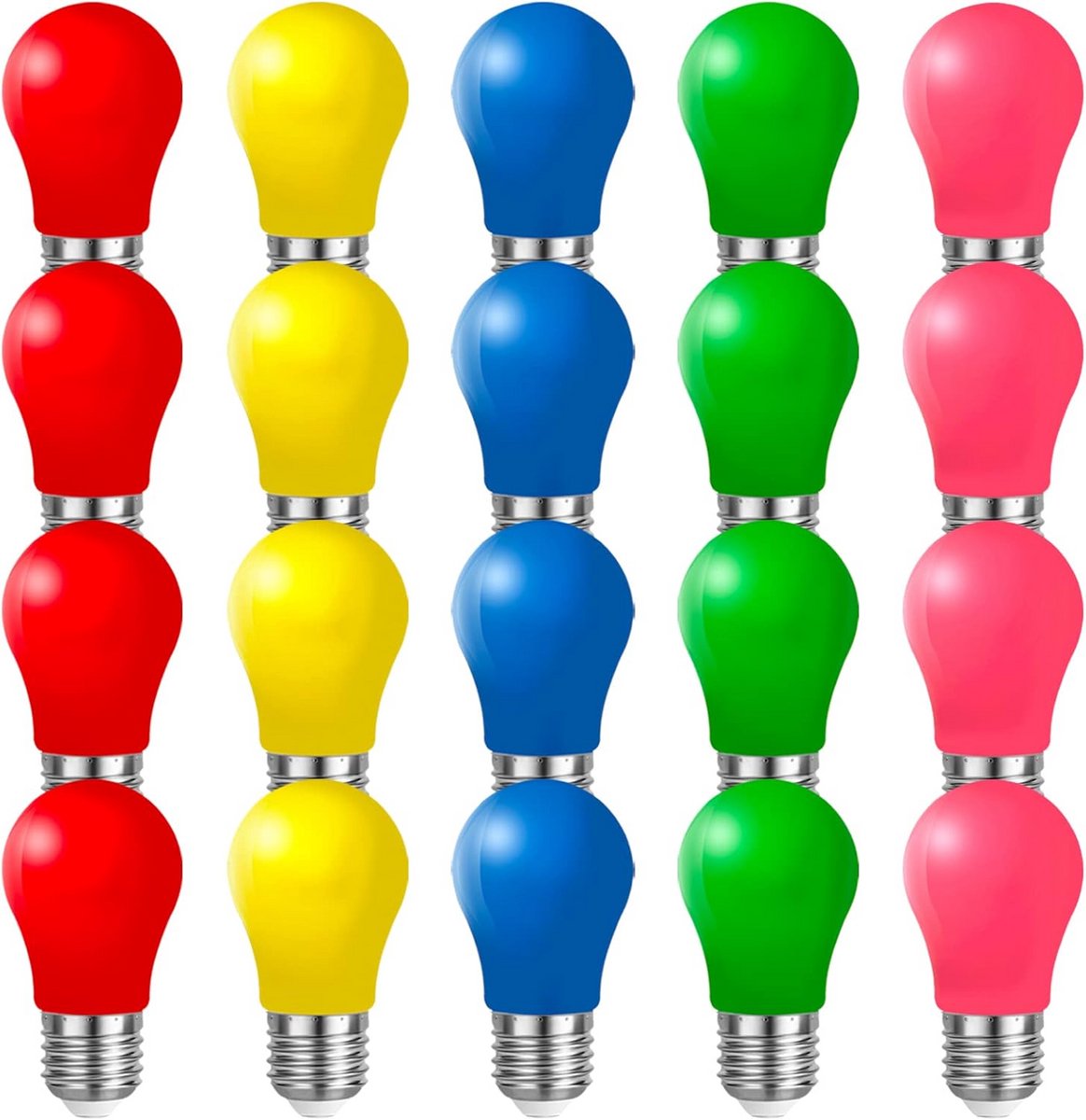 Gekleurde E27 LED-lampen 3W - Decoratieve Buitenverlichting in 5 Kleuren (20 Stuks)