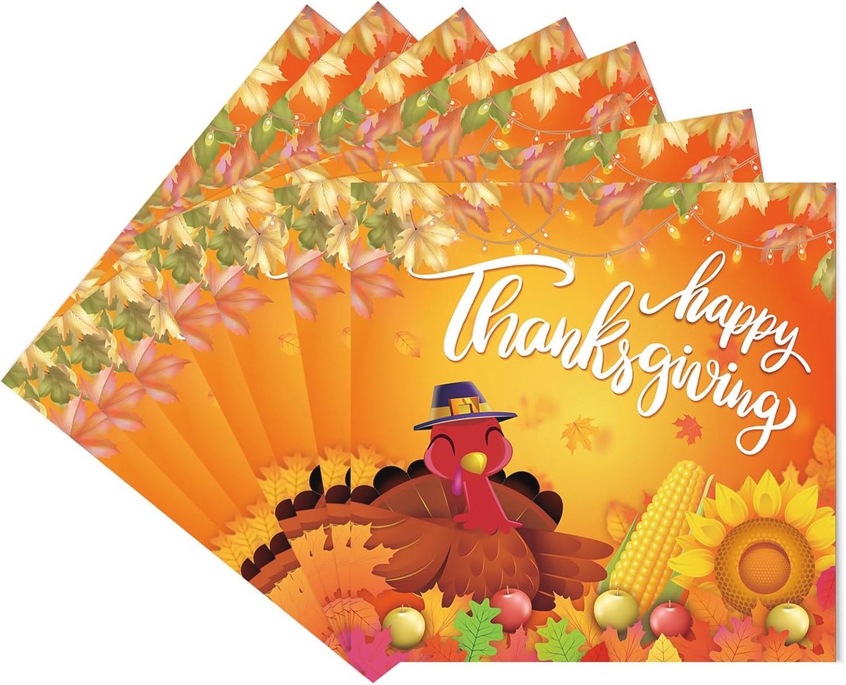 Papieren servetten voor Thanksgiving - 20 stuks oranje 33 x 33 cm