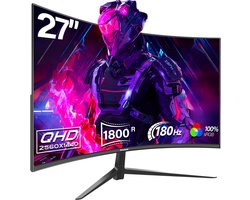 27-inch gebogen gaming monitor QHD 180Hz – Frameloos PC scherm 2560x1440P met VESA, DP en HDMI
