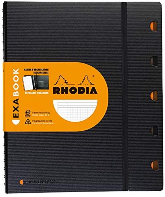 RHODIA 119941C Notitieboek Met Spiraalbinding – A5+, Vergaderboek Met Datum, 160 Afscheurbare Pagina's, 90g Papier, Zwart