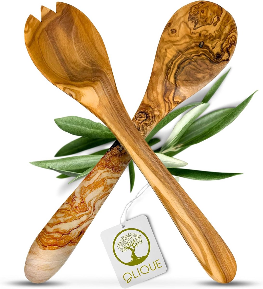 Handgemaakt Saladebestek van Olijfhout - Perfect als Cadeau (30 cm)