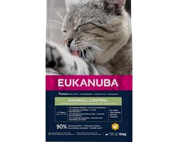 Hairball Control droogvoer voor volwassen en oudere katten met verse kip, 10 kg