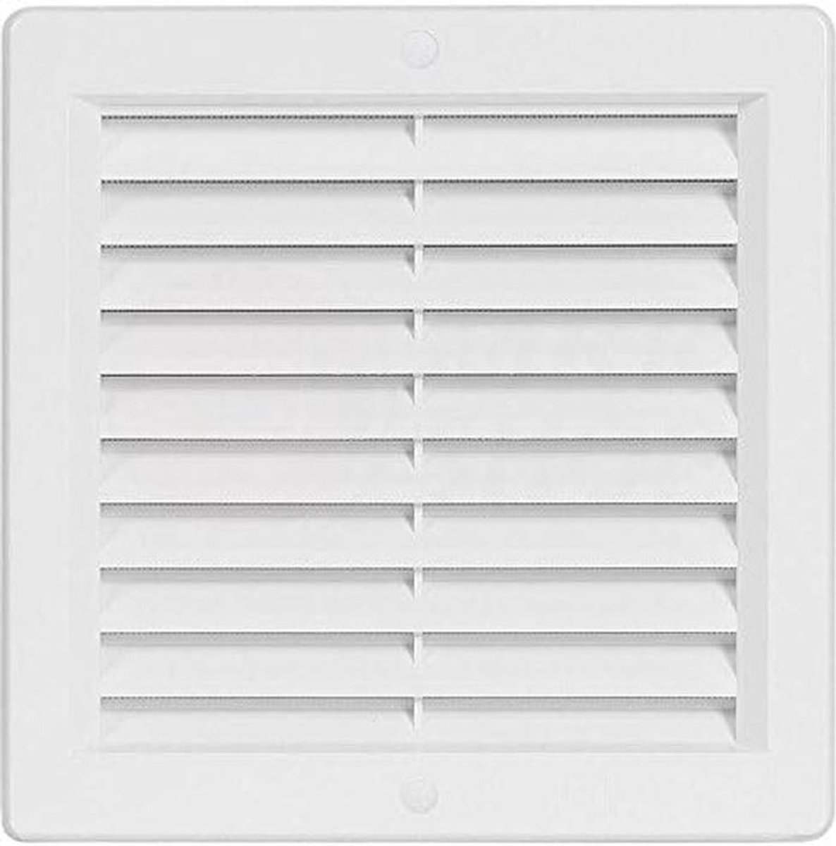 Ventilatie rooster - Afzuigrooster insectenwering - Luchttoevoer en afvoer - Vaste lamellen insectenhor - 200 x 200 mm - Wit