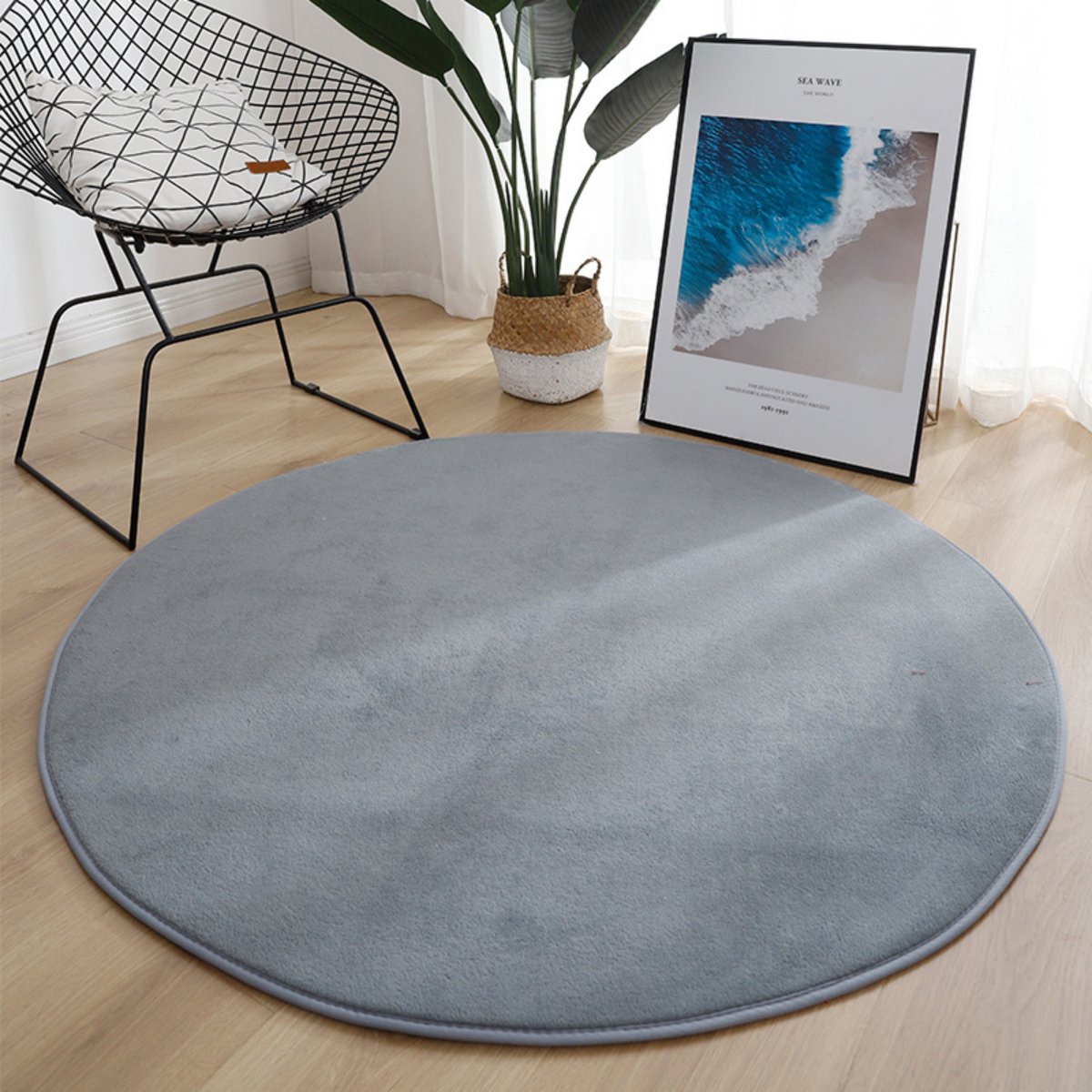 CHIWIN Ronde Vloerkleed 120 cm - Kortpolig Antislip Tapijt - Wasbaar in Wasmachine - Zacht