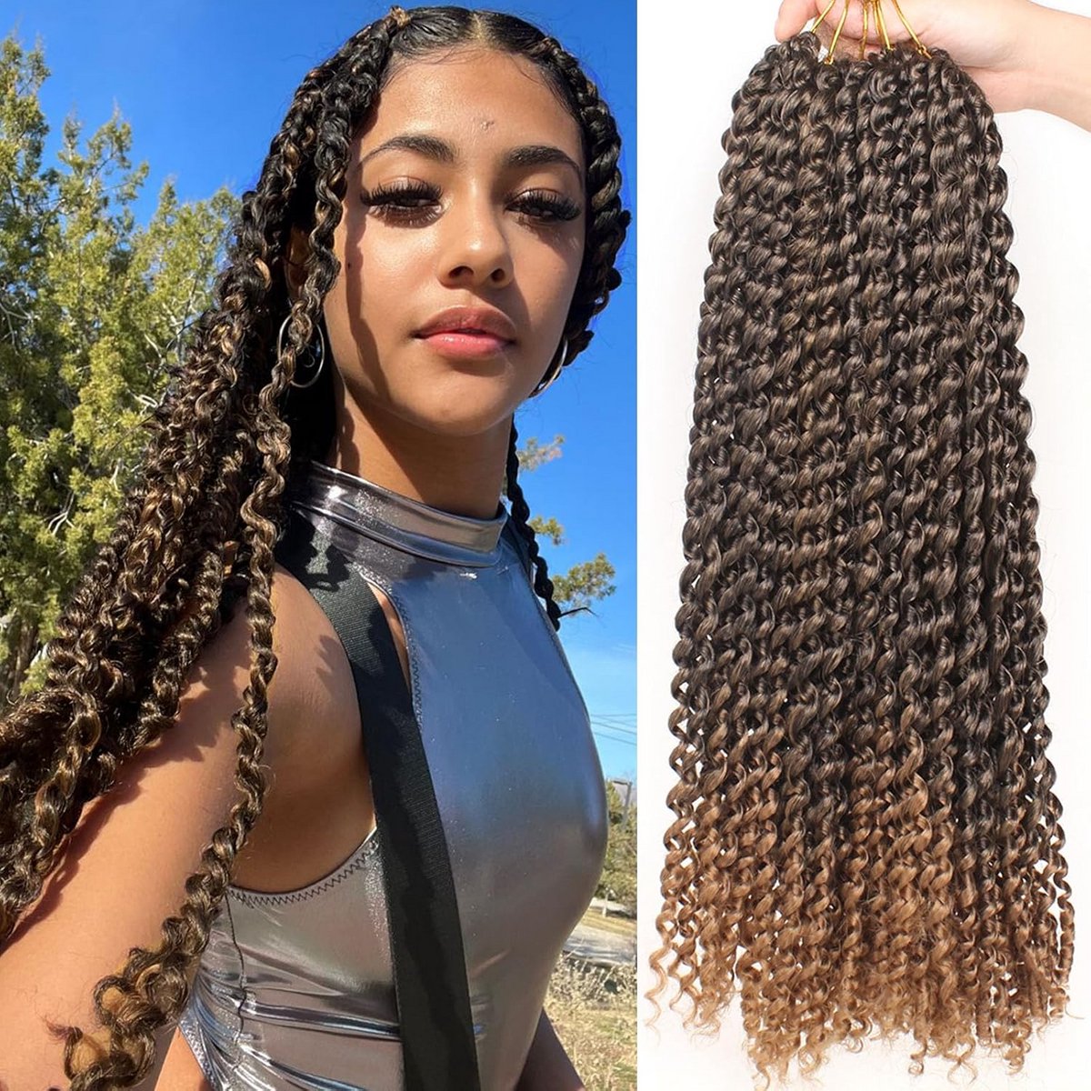 Pre Twisted Gehaakt Haar 45 cm Ombre Blond Watergolf voor Kroeshaar Vrouwen