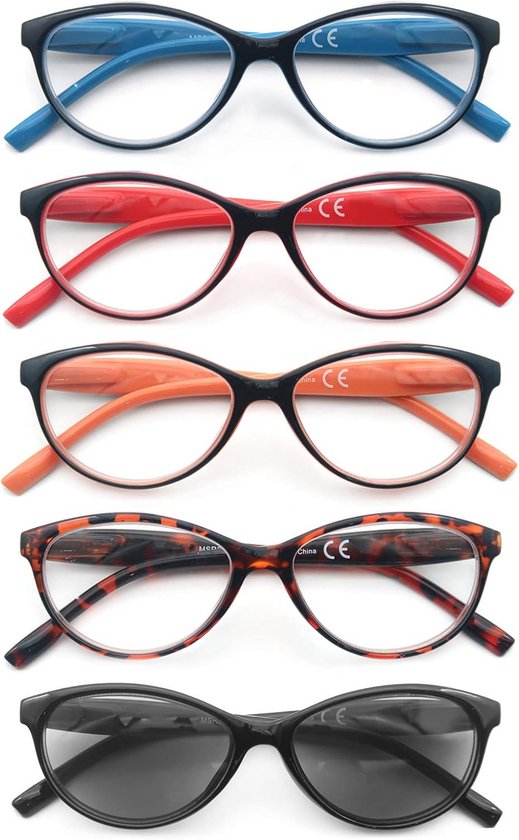 KoKoBin Set van 3 leesbrillen voor vrouwen en mannen, retro, rond, oversized frame, anti-blauw licht, bril met veerscharnier (3, 1, x