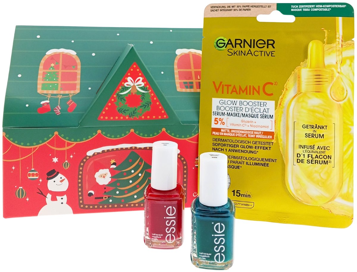 Essie Kerst Cadeauset Nagellak – 3-delig – 2x Nagellak + Garnier Sheet Mask – Cadeau voor haar