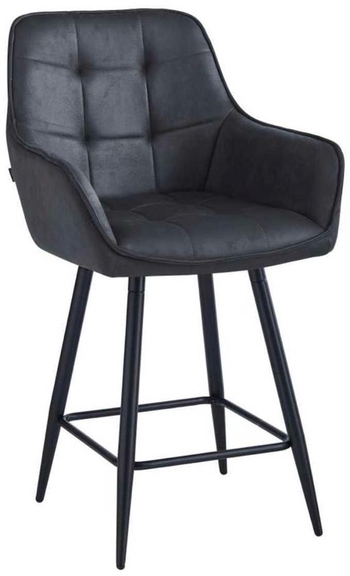 Colenis® - New York Barkruk - Set Van 2 - Anthracite - Microfiber Stof - Microvezel - Industriel - Tabouret de Bar