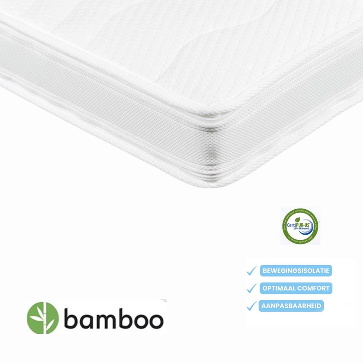 Topper - Topdek - Topmatras 160x200 HR Koudschuim Bamboo - 11cm dik - Deluxe Topper Matras Afritsbaar en Wasbaar - Topper Matras Topdek - Climate Motion Control