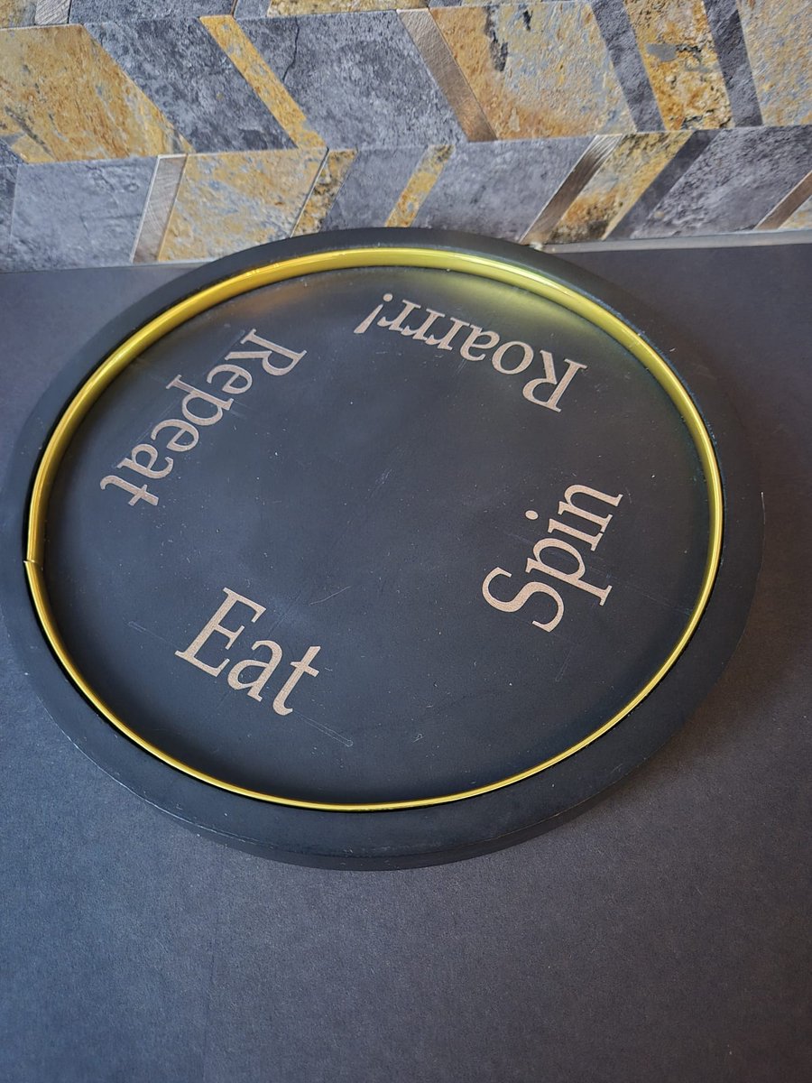 Eviva Home Deco Draaiplateau "Spin & Roarrr" - Zwart/Goud - Lazy Susan Serveerplank - Tapas & Borrel