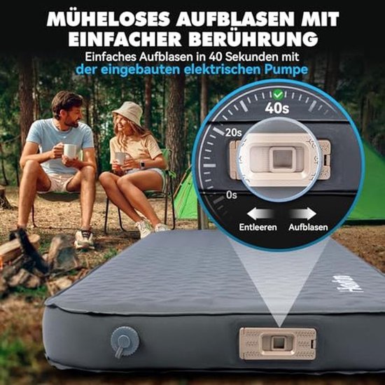 Zelfopblazend slaapmat met ingebouwde elektrische pomp - 10 cm dik, R-waarde 9.5 - Ideaal voor camping, tent, wandelen en auto van Forceatt — afbeelding 4