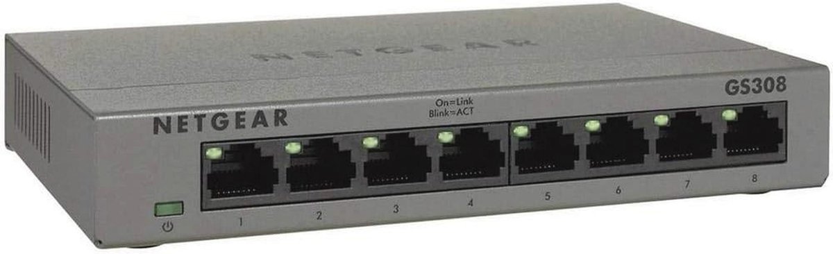8-Poorts Gigabit Ethernet Switch - Onbeheerd, Plug & Play, Geruisloos, Metalen Behuizing