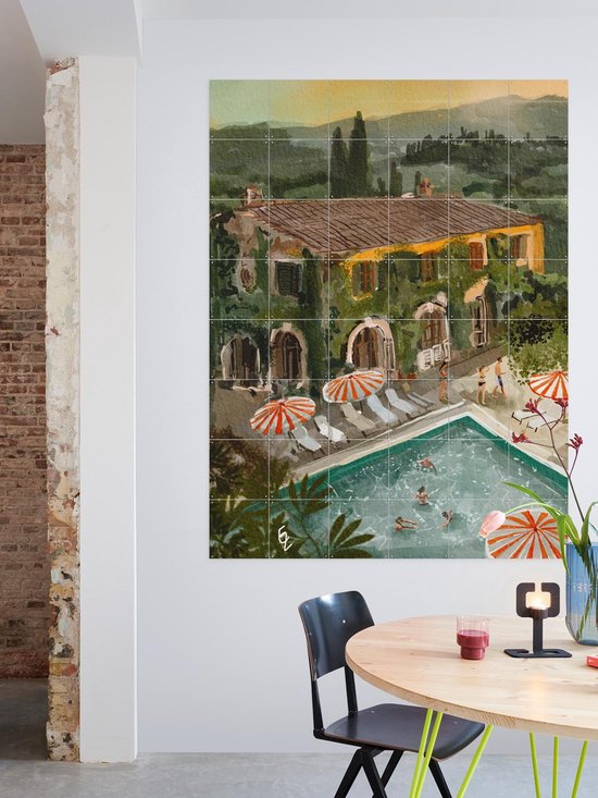 IXXI Secret Villa, Ekaterina Zagorska - 80 x 100 cm - Gratis ophangtool - Grote wanddecoratie en posters - Speels, Illustraties, Kleurrijk