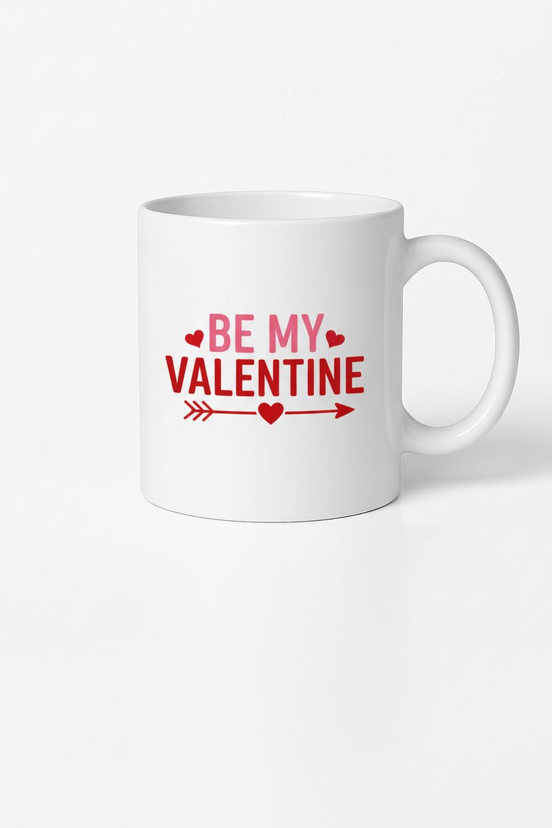 Valentijn Mok 'Be My Valentine' met Harten en Pijl - Romantisch Cadeau