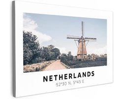 Goodivery ® Canvas foto's wanddecoratie, moderne woondecoratie, fotocadeaus Nederland - Windmolen - Zomer, 40 x 60 x 0,5 cm; 1 kg