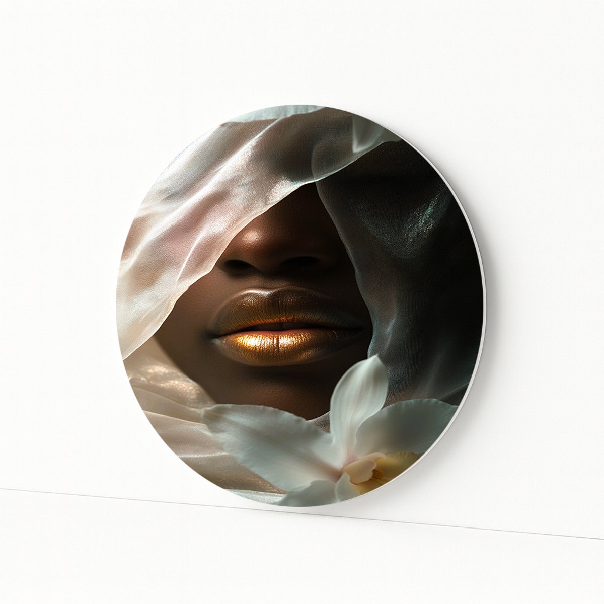Sluier en bloem - Ronde muurdecoratie - Forex muurcirkel - 40x40 cm