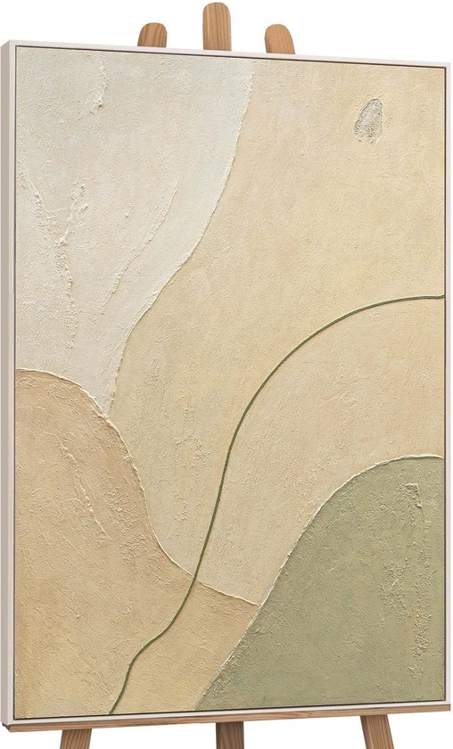 YS Tableau - Peinture sur toile peinte à la main - Décoration murale abstraite - Beige - or noir - Décoration murale salon - Décoration chambre - Accessoires chambre - Tableau abstrait or noir - tableaux sur toile Beige 140x100