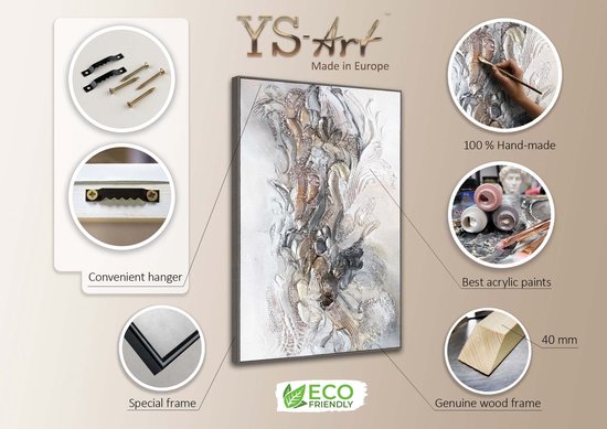 YS Painting "Eternity III" - Handgeschilderd canvas painting 120x80 cm - Wall decoration Abstract - Neutral - Black gold - Living room wall decoration - Bedroom decoration - Room accessories - Abstract painting black white
