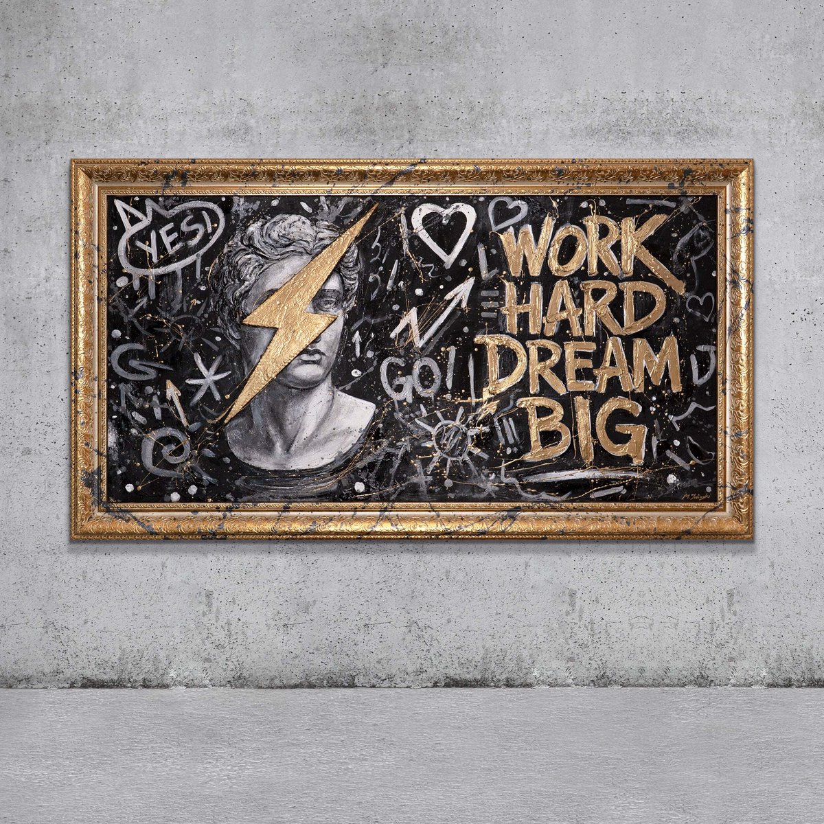 YS Canvas schilderij groot handgeschilderd kunst van motivatie inspirerend – YS-Art Gallery – Inspirerende wanddecoratie voor woonkamer – Modern schilderij voor kantoor en hal Beige