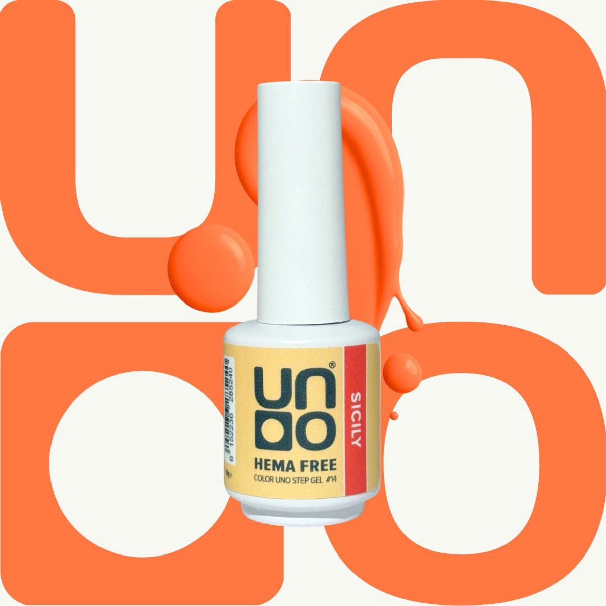 UNO One Step Gel – 3-in-1 Gellak – Base+Kleur+Top in één – HEMA-vrij – Sicily (oranje) – 10g