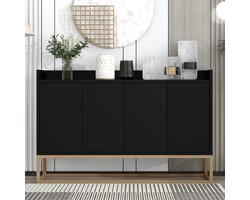 Modern Sideboard met 4 Deuren – Minimalistisch Design zonder Grepen – Opbergkast voor Woonkamer, Keuken of Hal