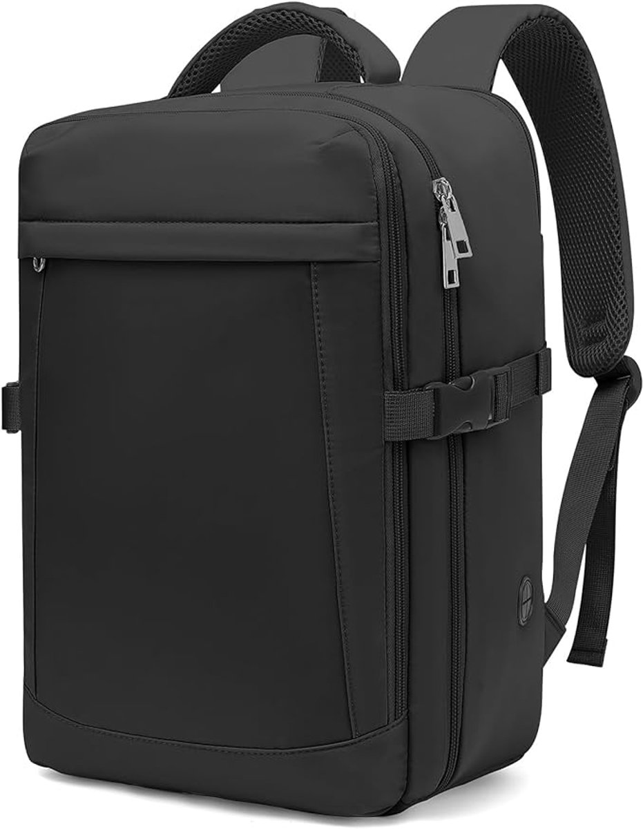 Rugzak 40 x 20 x 25 cm, handbagage met pc-tas 14 inch, lichte uniseks reisrugzak voor dames en heren met anti-diefstalvak , Zwart, 40x20x25, Ryanair hand bagage 40x20x25