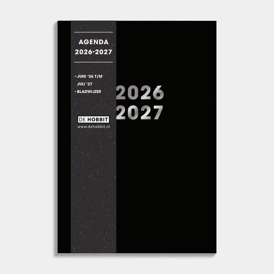 Hobbit - Schoolagenda 2026-2027 - A5 (14 x 20,5 cm) - 1 week op 2 pagina's - Harde Kaft - Zwart