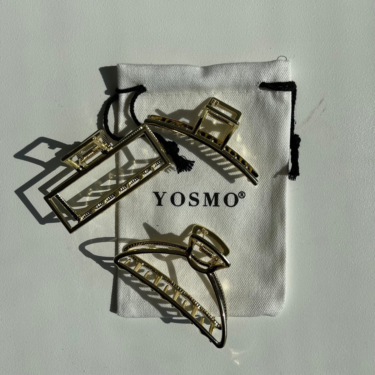 YOSMO Metalen Haarklem - Goud - Medium - 3 stuks - voordeelbundel- Claw
