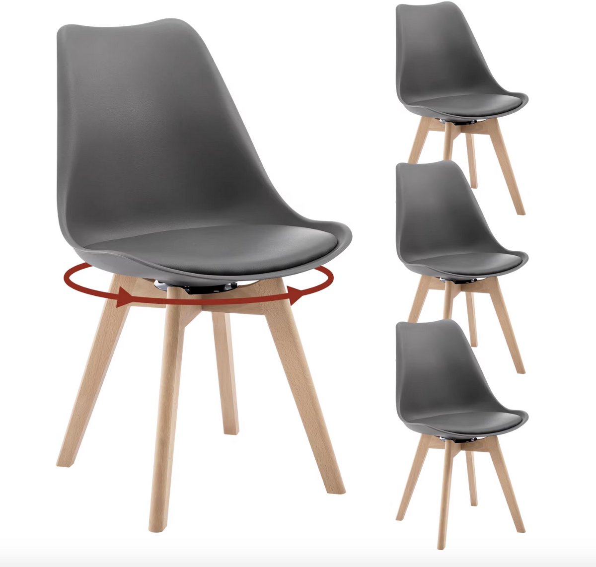 J&R Eetkamerstoelen - Set van 4 stoelen - Eettafel stoelen - Draaibare stoelen - 4 stuks -