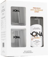 NONA June Alcoholvrije Gin 0% Geschenkdoos - 70cl + 2 Glazen - Botanische Alcoholvrije Spirit - Geschenkset Premium Alcoholvrij Drankcadeau Mixen Met Tonic Voor Alcoholvrije Cocktails - 100% Natuurlijk Laag In Suikers