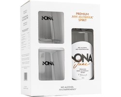 NONA June Alcoholvrije Gin 0% Geschenkdoos - 70cl + 2 Glazen - Botanische Alcoholvrije Spirit - Geschenkset Premium Alcoholvrij Drankcadeau Mixen Met Tonic Voor Alcoholvrije Cocktails - 100% Natuurlijk Laag In Suikers
